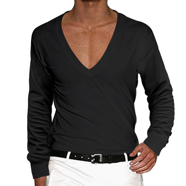 Herren Långärmad V-hals T-shirt i mjuk bomull Eva Jonsson-Eva Jonsson