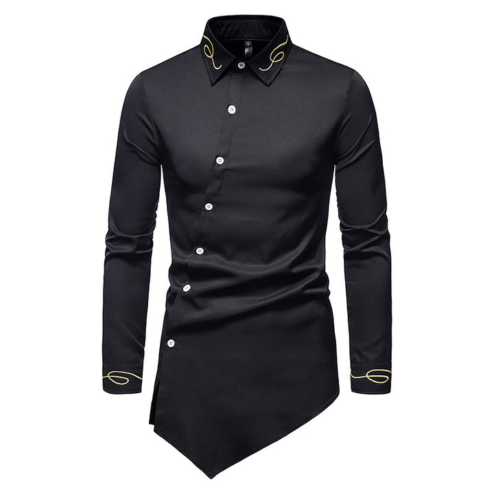 Herren Longsleeve skjorta i avantgardistisk design med asymmetrisk fåll Eva Jonsson-Eva Jonsson