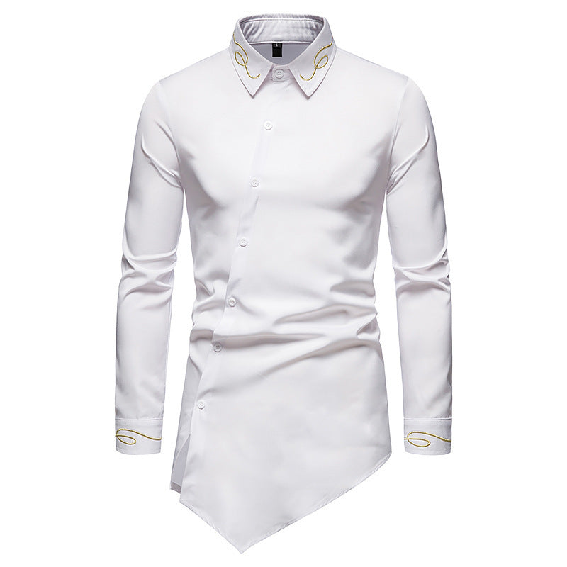 Herren Longsleeve skjorta i avantgardistisk design med asymmetrisk fåll Mirla-Eva Jonsson