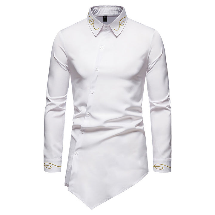 Herren Longsleeve skjorta i avantgardistisk design med asymmetrisk fåll Mirla-Eva Jonsson