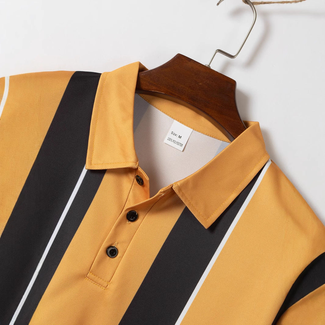 Herren Polo-Shirt med modern randig mönster Mirla-Eva Jonsson