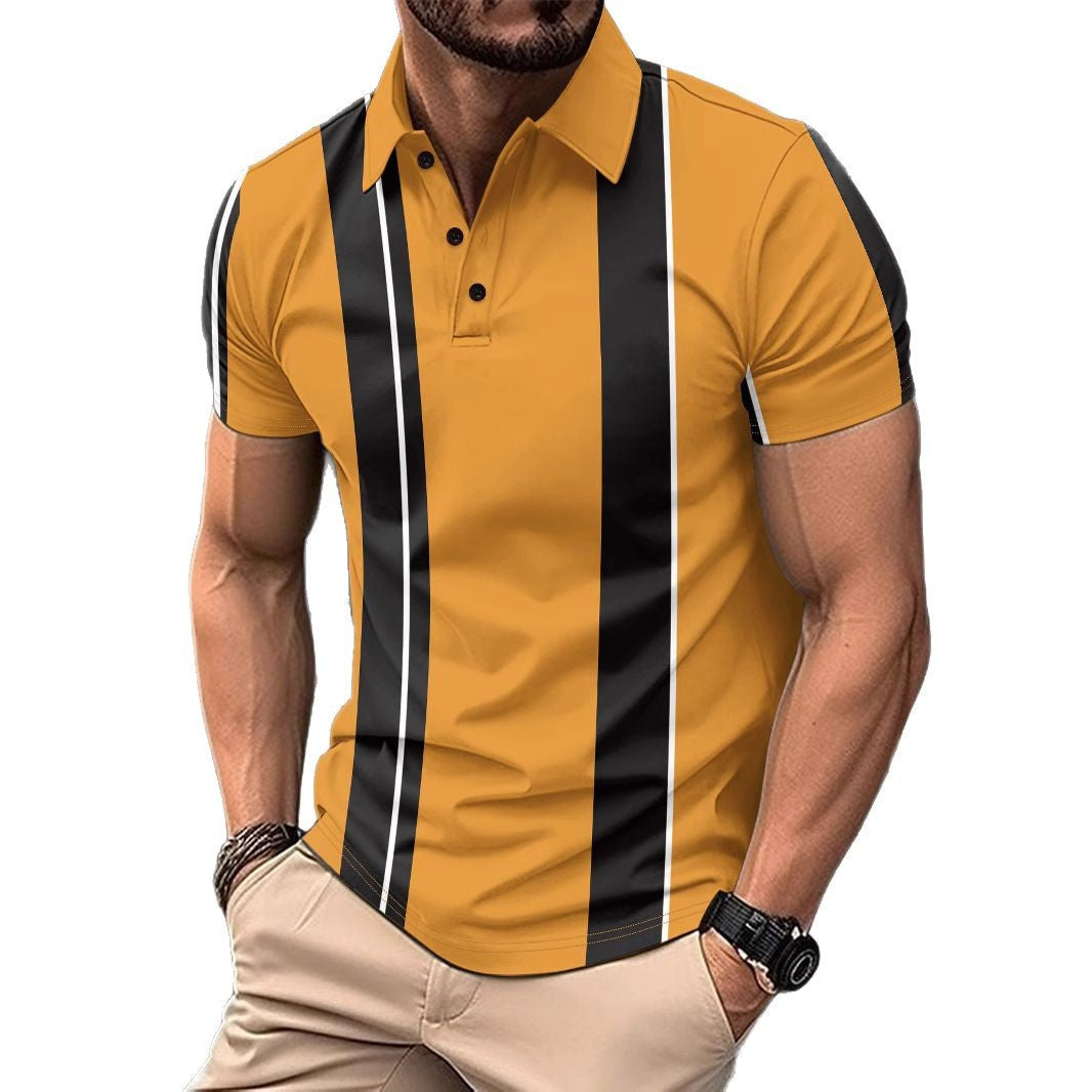 Herren Polo-Shirt med modern randig mönster Mirla-Eva Jonsson