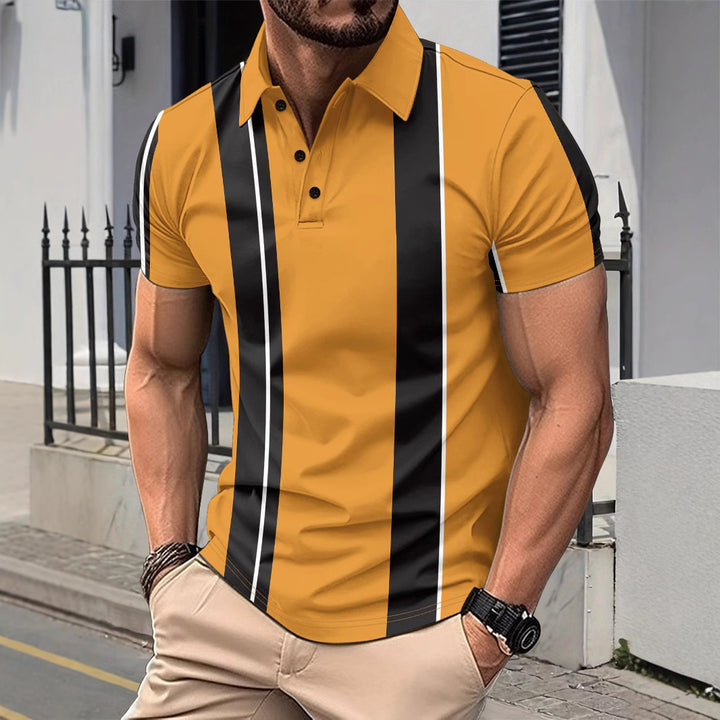 Herren Polo-Shirt med modern randig mönster Mirla-Eva Jonsson