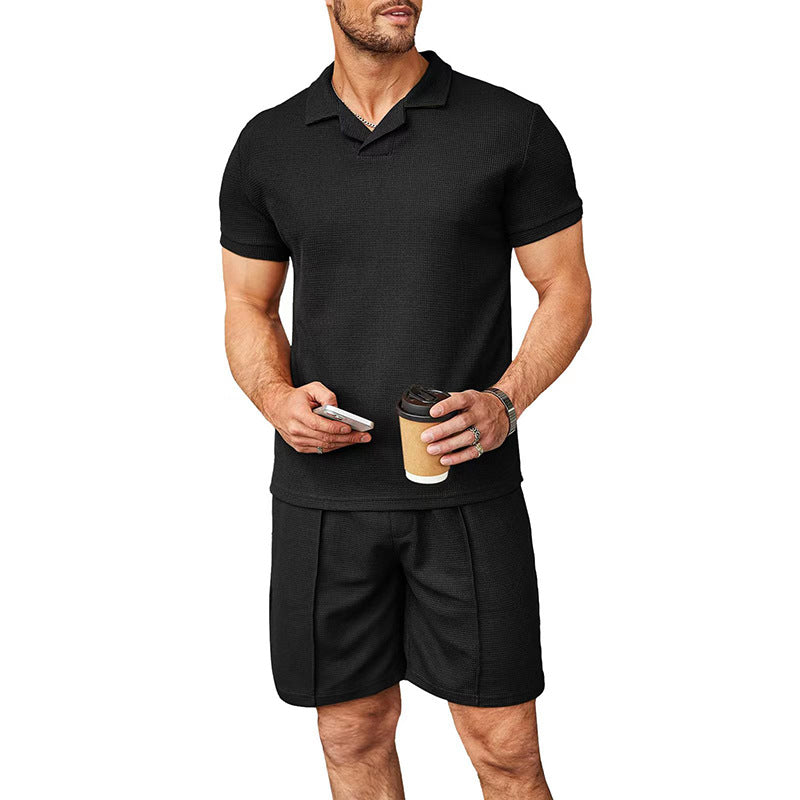 Herren Polo-Shirt och Shorts-set i andningsbart material med fin struktur Eva Jonsson-Eva Jonsson