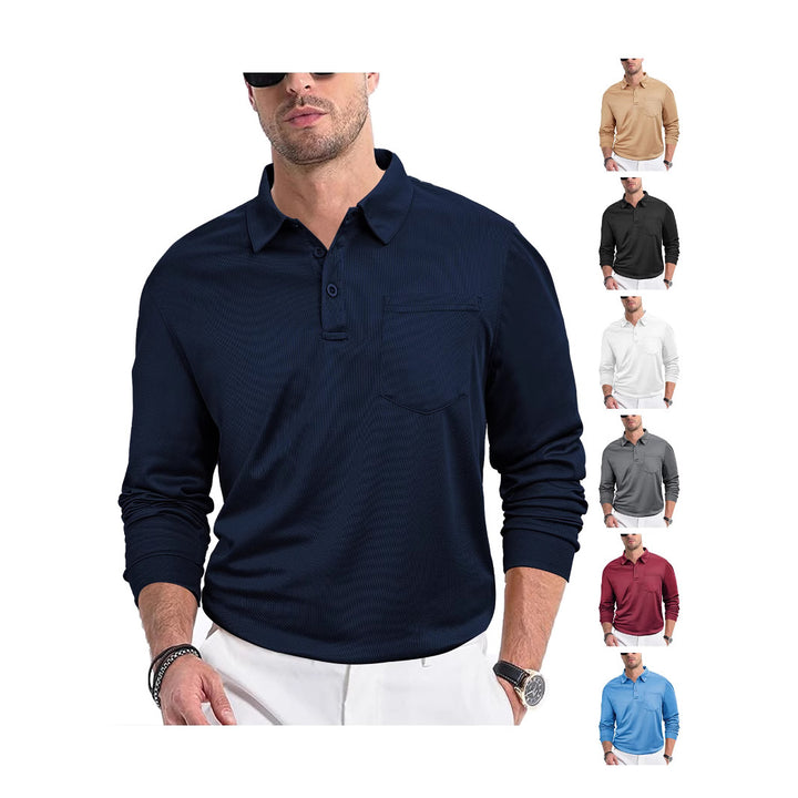 Herren Polo Skjorta med Modern Strukturdesign och Praktisk Bröstficka Eva Jonsson-Eva Jonsson