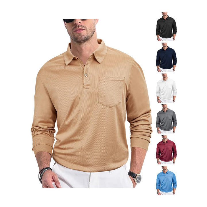 Herren Polo Skjorta med Modern Strukturdesign och Praktisk Bröstficka Eva Jonsson-Eva Jonsson