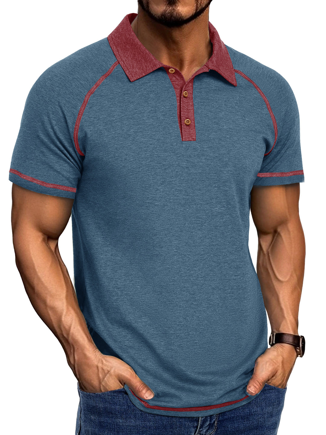 Herren Polo-Skjorta med modern Raglan-skärning Mirla-Eva Jonsson