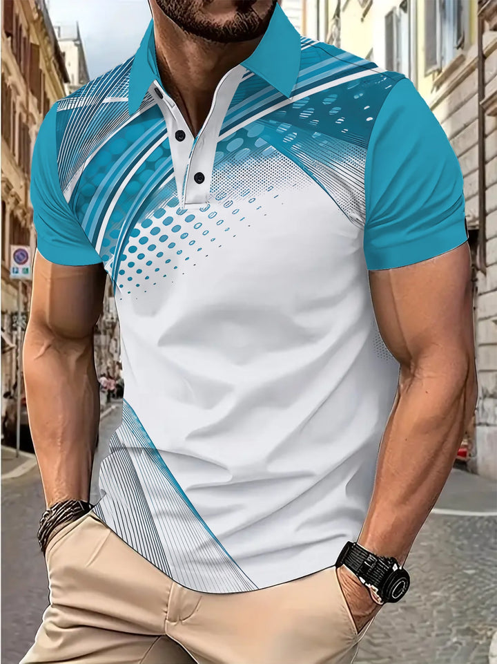 Herren Poloshirt med Modern Grafikdesign och Andningsbara Egenskaper Mirla-Eva Jonsson