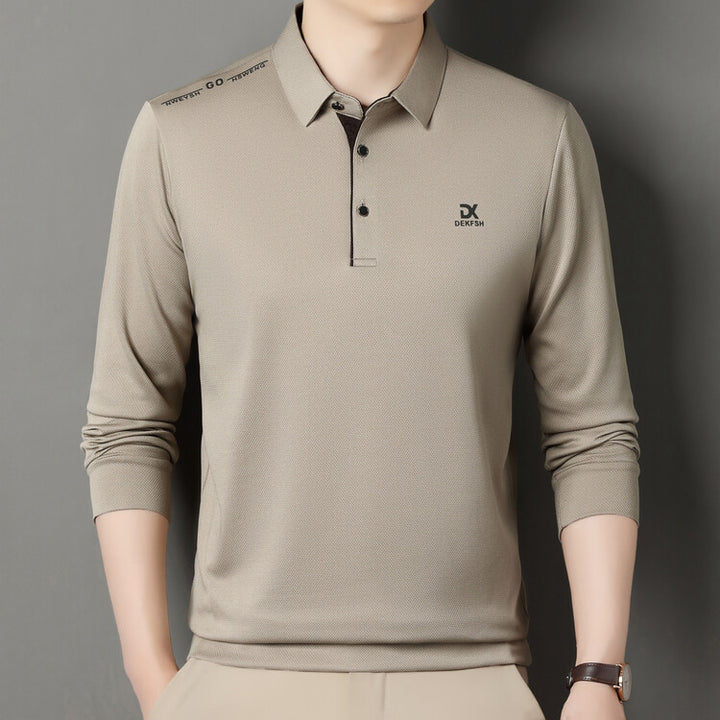 Herren Poloshirt med högkvalitativ textur och modern krage Mirla-Eva Jonsson