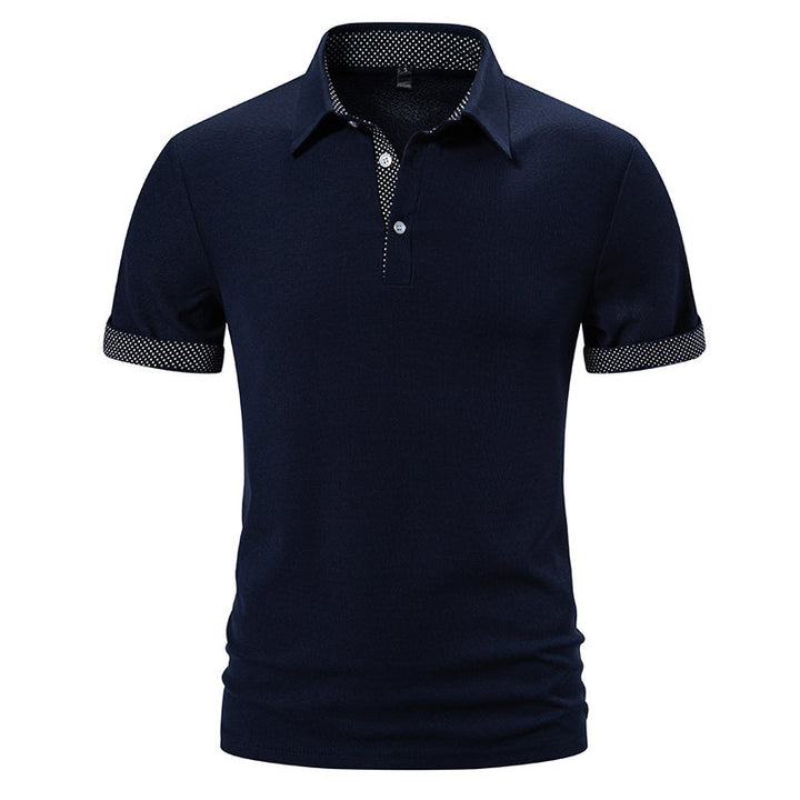 Herren Poloshirt med moderiktigt krage och kontrasterande ärmar Mirla-Eva Jonsson