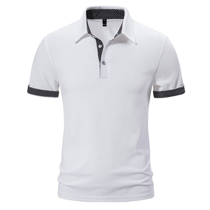 Herren Poloshirt med moderiktigt krage och kontrasterande ärmar Mirla-Eva Jonsson