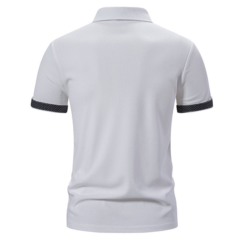 Herren Poloshirt med moderiktigt krage och kontrasterande ärmar Mirla-Eva Jonsson