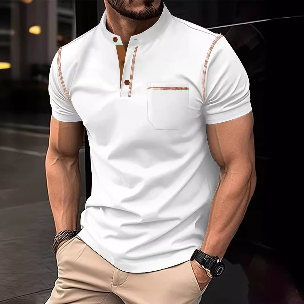 Herren Poloshirt med modern Henley-krage och praktisk bröstficka Mirla-Eva Jonsson