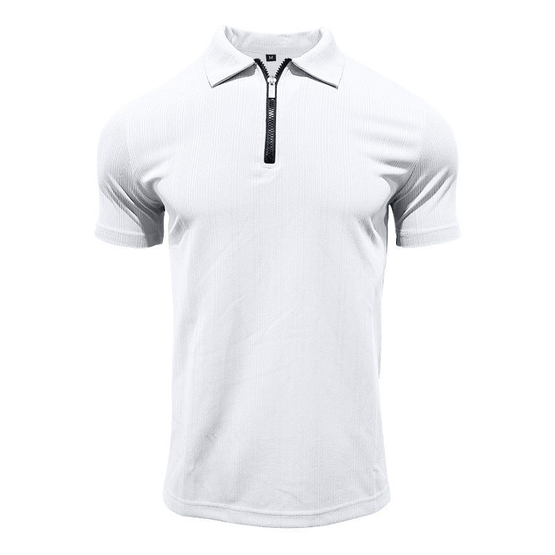 Herren Poloshirt med modern dragkedja och andningsbart struktur Mirla-Eva Jonsson