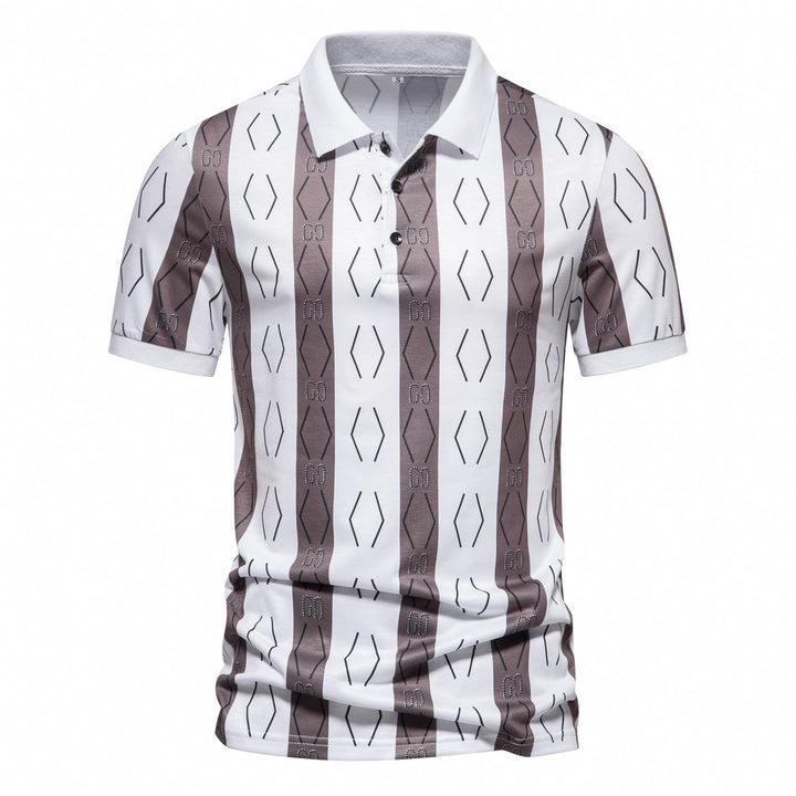 Herren Poloshirt med unikt grafiskt mönster och modern krage Eva Jonsson-Eva Jonsson
