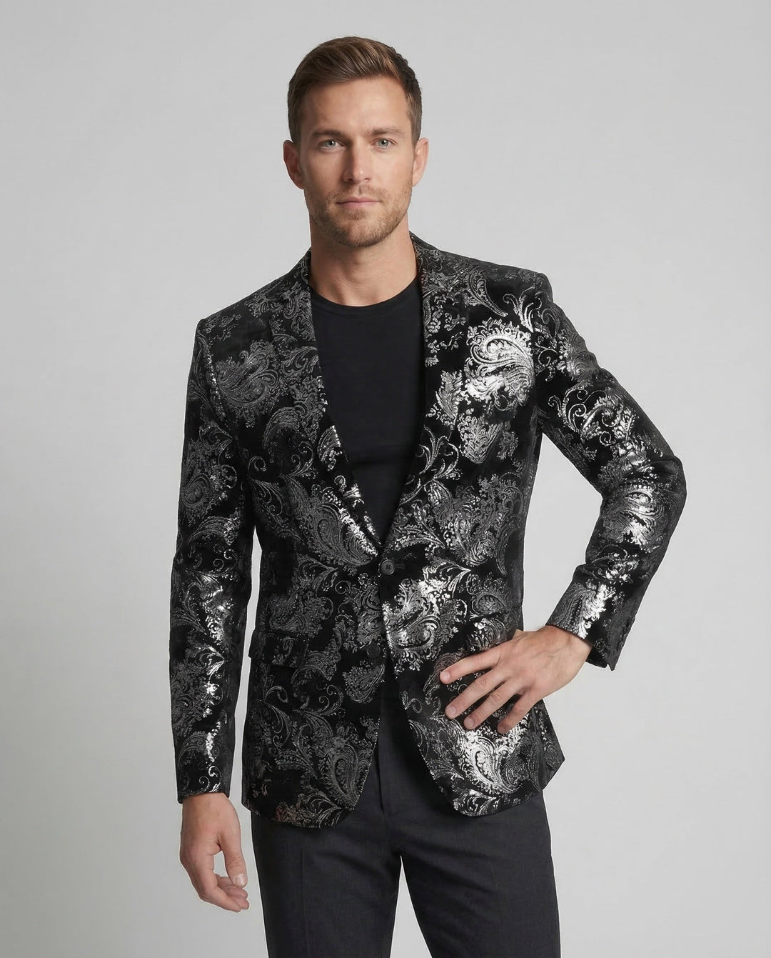 Herren Samt Kavaj Paisley-Eva Jonsson