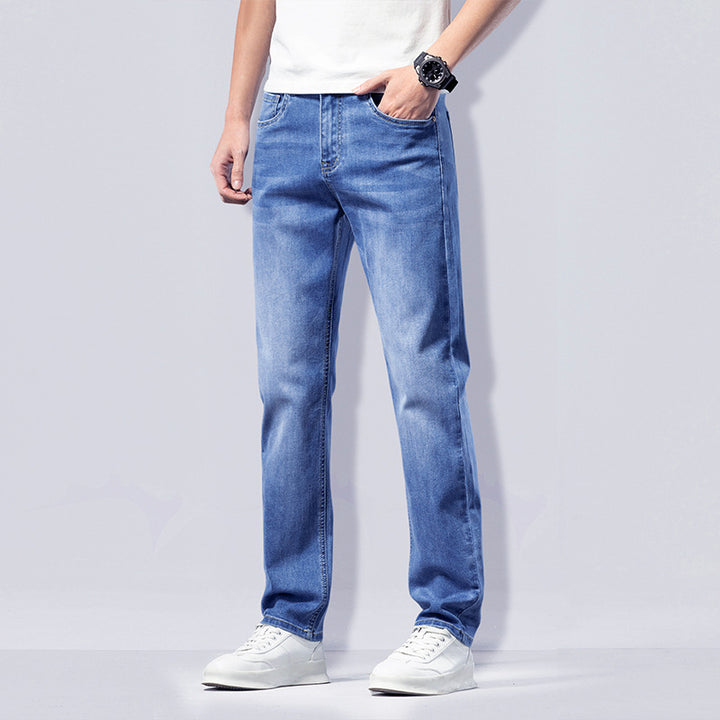 Herren Slim-Fit Jeans med avslappnad passform och elastisk midja Mirla-Eva Jonsson