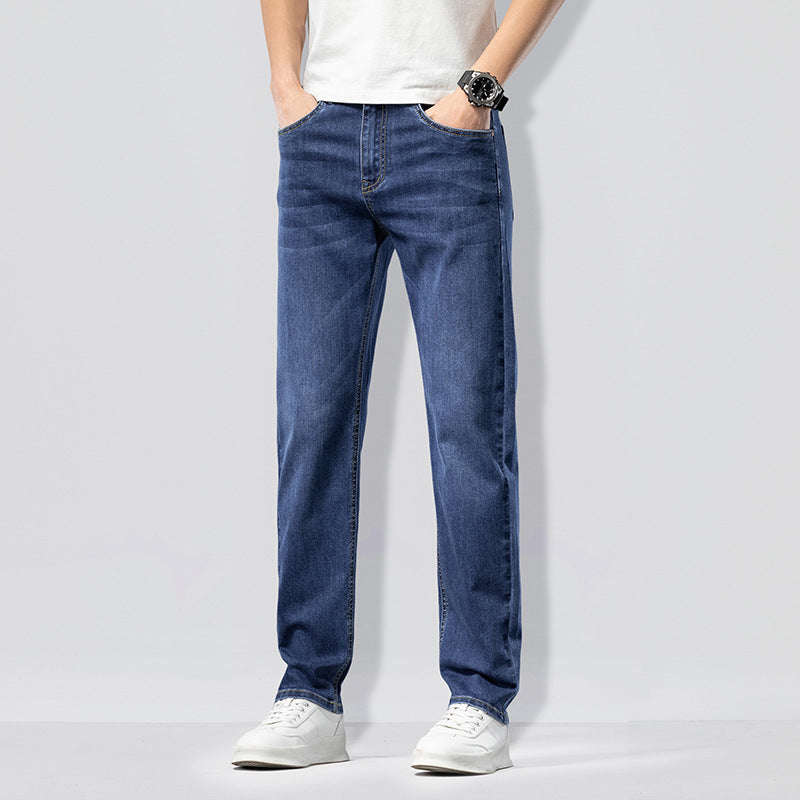 Herren Slim-Fit Jeans med avslappnad passform och elastisk midja Mirla-Eva Jonsson