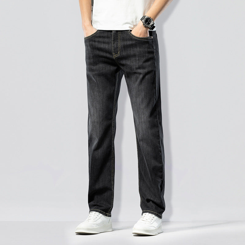 Herren Slim-Fit Jeans med avslappnad passform och elastisk midja Mirla-Eva Jonsson