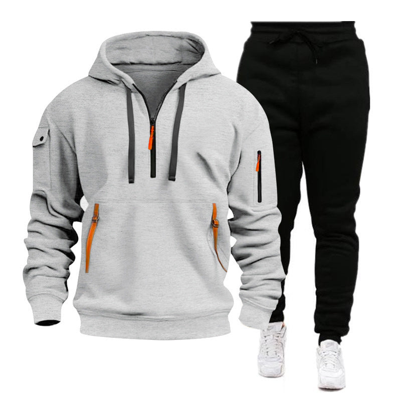 Herren Sportig Hoodie- och Joggingbyxdräkt med funktionella dragkedjor Mirla-Eva Jonsson