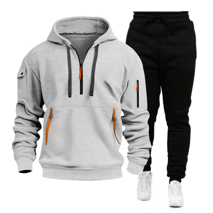 Herren Sportig Hoodie- och Joggingbyxdräkt med funktionella dragkedjor Mirla-Eva Jonsson