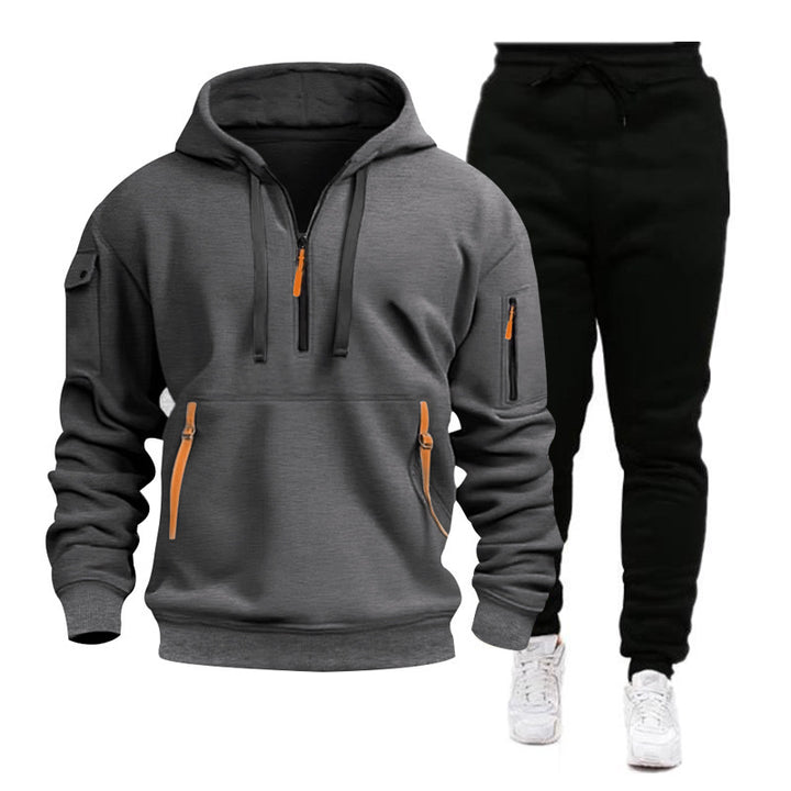 Herren Sportig Hoodie- och Joggingbyxdräkt med funktionella dragkedjor Mirla-Eva Jonsson