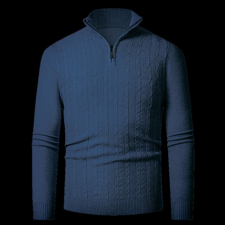 Herren Stickad tröja med modern krage och dragkedja Eva Jonsson-Eva Jonsson