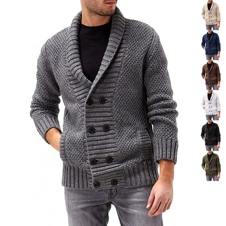 Herren Strickjacke mit doppelter Knopfleiste und strukturiertem Design Mirla-Eva Jonsson