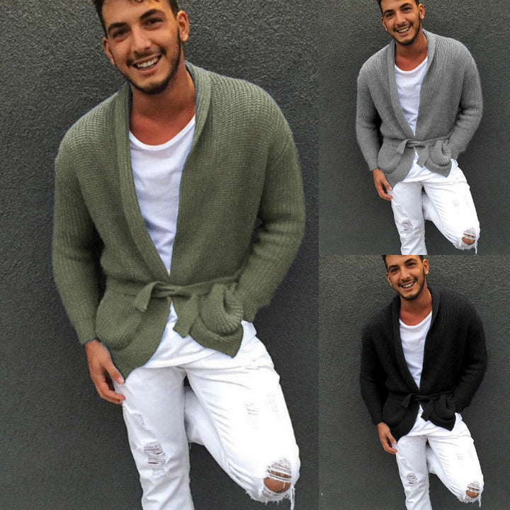 Herren Strickjacke mit modischem Gürtel und lässigem Schnitt Mirla-Eva Jonsson