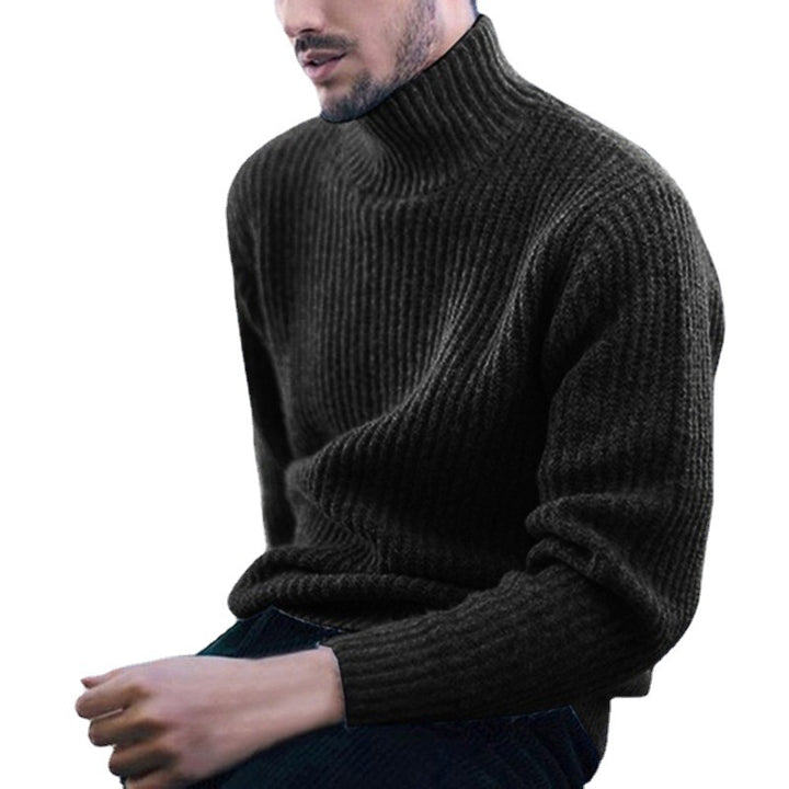 Herren Strickpullover mit hohem Kragen und feinem Rippmuster Mirla-Eva Jonsson