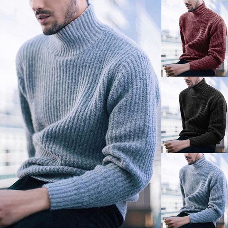 Herren Strickpullover mit hohem Kragen und feinem Rippmuster Mirla-Eva Jonsson