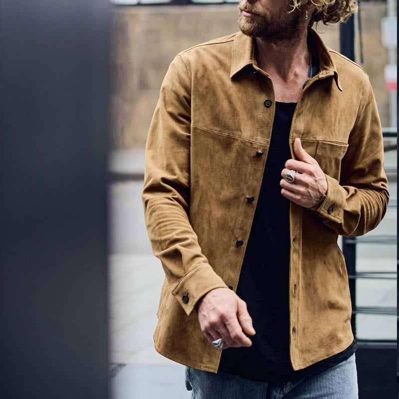 Herren Suede-läderjacka i modern stil Eva Jonsson-Eva Jonsson