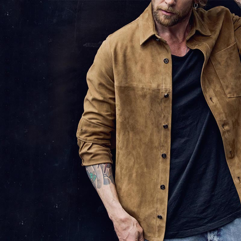 Herren Suede-läderjacka i modern stil Eva Jonsson-Eva Jonsson