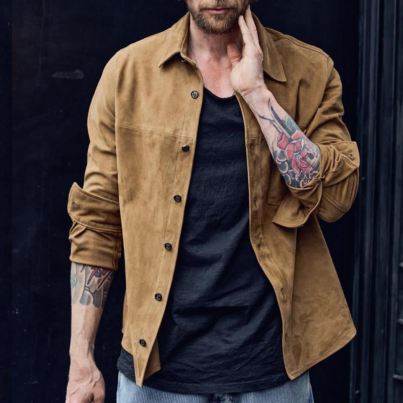 Herren Suede-läderjacka i modern stil Eva Jonsson-Eva Jonsson