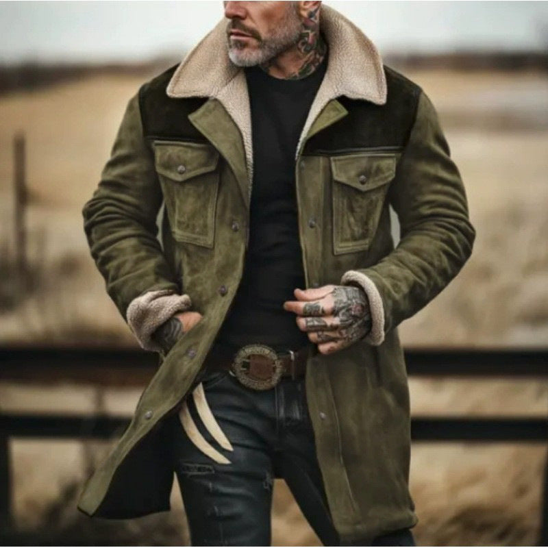 Herren Suede-långjacka med teddy-foder och praktiska fickor Eva Jonsson-Eva Jonsson