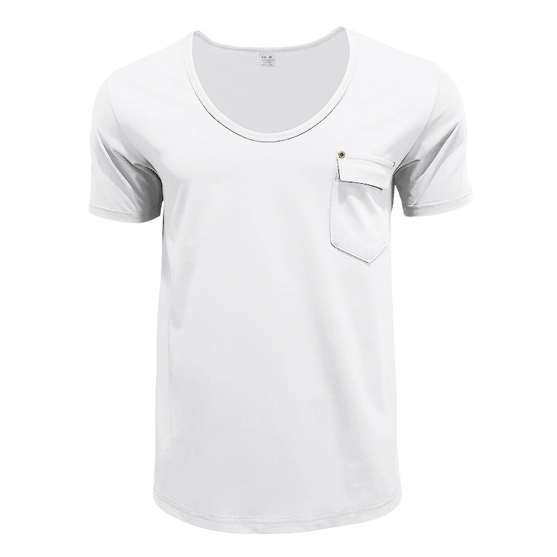 Herren T-Shirt med praktisk bröstficka och modern V-ringning Mirla-Eva Jonsson