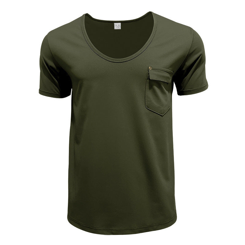 Herren T-Shirt med praktisk bröstficka och modern V-ringning Mirla-Eva Jonsson