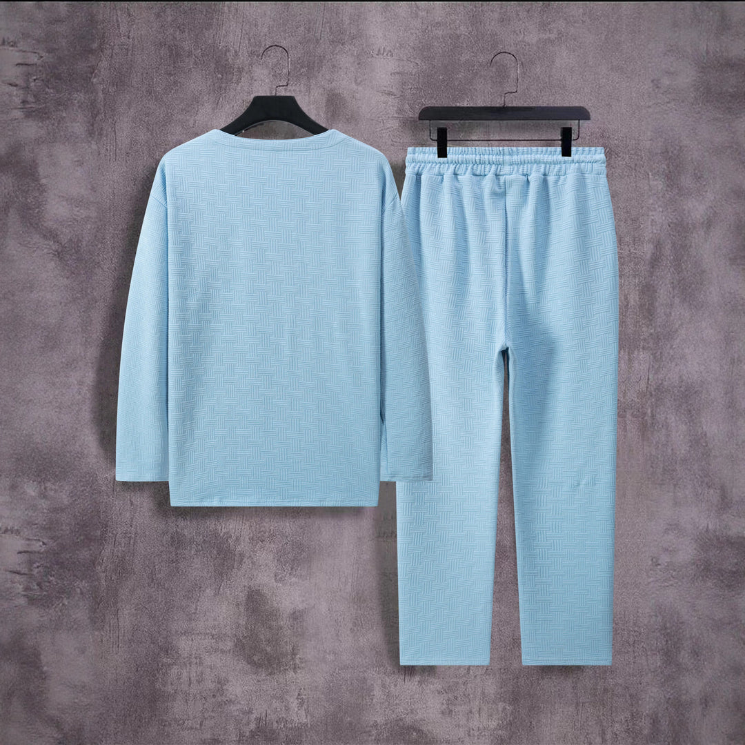 Herren avslappnad V-hals Sweatsuit med praktisk fickdesign Mirla-Eva Jonsson