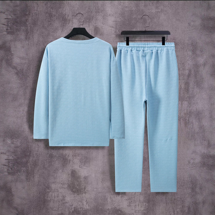 Herren avslappnad V-hals Sweatsuit med praktisk fickdesign Mirla-Eva Jonsson