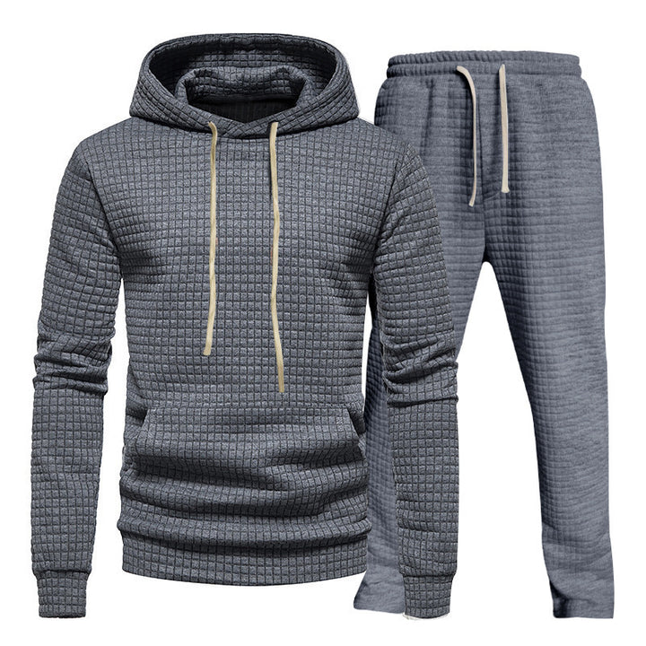 Herren avslappnad fritids-Hoodie-set med strukturerad yta och elastisk midja Eva Jonsson-Eva Jonsson