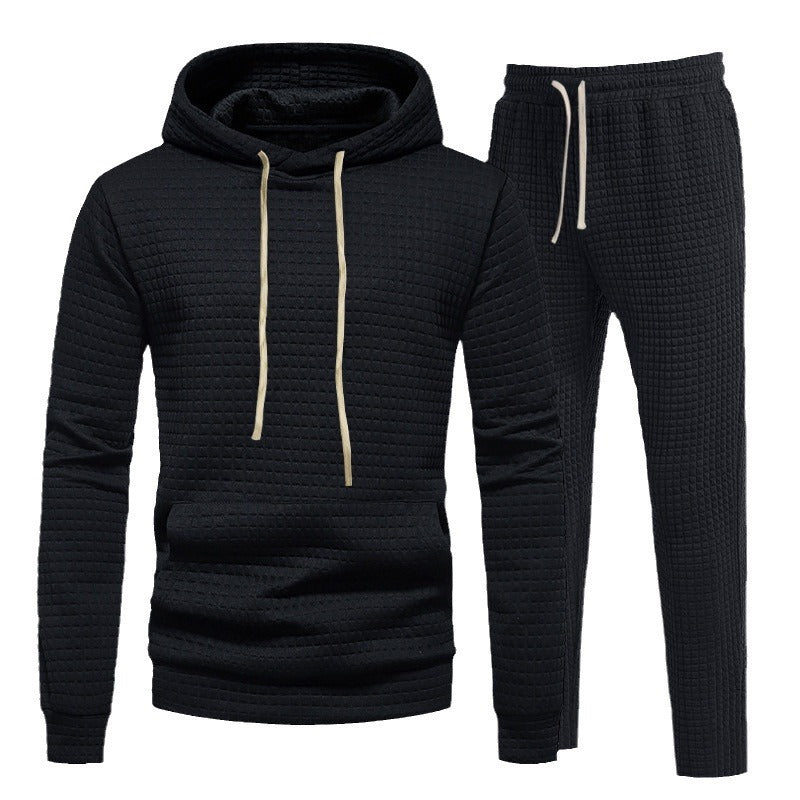 Herren avslappnad fritids-Hoodie-set med strukturerad yta och elastisk midja Eva Jonsson-Eva Jonsson