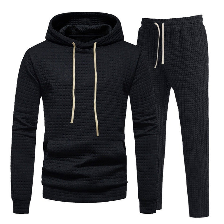 Herren avslappnad fritids-Hoodie-set med strukturerad yta och elastisk midja Eva Jonsson-Eva Jonsson