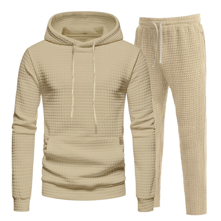 Herren avslappnad fritids-Hoodie-set med strukturerad yta och elastisk midja Eva Jonsson-Eva Jonsson