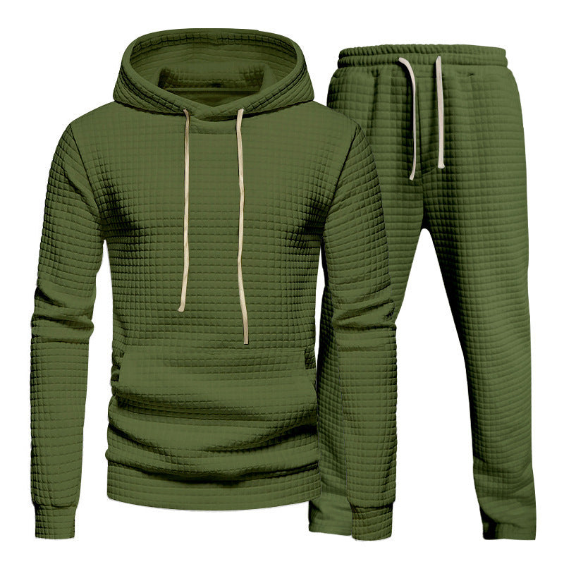 Herren avslappnad fritids-Hoodie-set med strukturerad yta och elastisk midja Eva Jonsson-Eva Jonsson