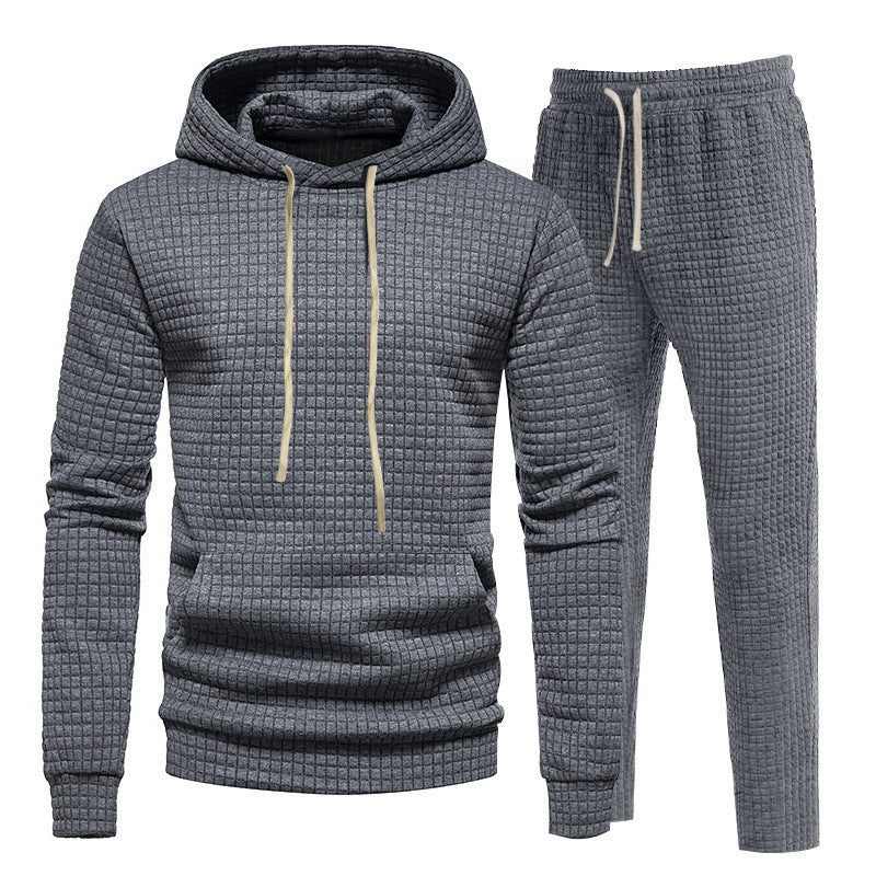 Herren avslappnad fritids-Hoodie-set med strukturerad yta och elastisk midja Eva Jonsson-Eva Jonsson