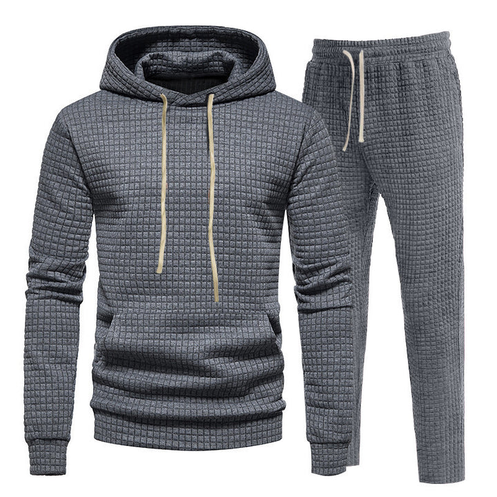 Herren avslappnad fritids-Hoodie-set med strukturerad yta och elastisk midja Eva Jonsson-Eva Jonsson