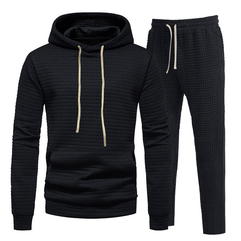 Herren avslappnad fritids-Hoodie-set med strukturerad yta och elastisk midja Eva Jonsson-Eva Jonsson