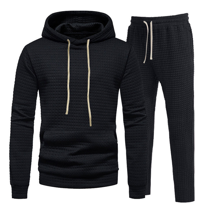 Herren avslappnad fritids-Hoodie-set med strukturerad yta och elastisk midja Eva Jonsson-Eva Jonsson