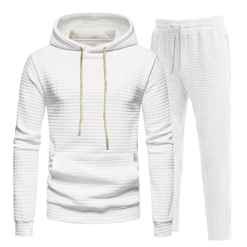 Herren avslappnad fritids-Hoodie-set med strukturerad yta och elastisk midja Eva Jonsson-Eva Jonsson
