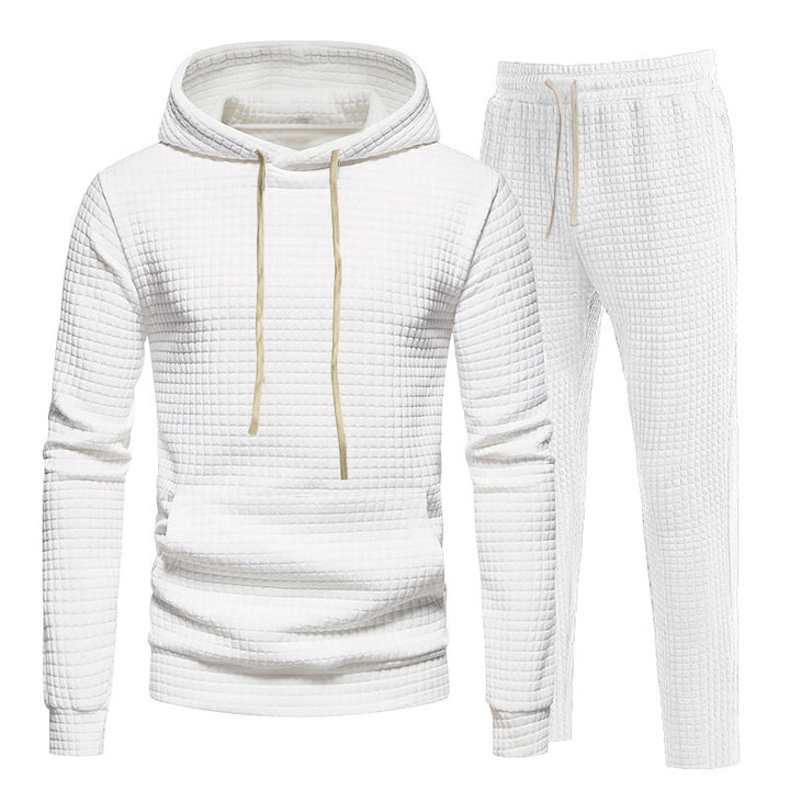 Herren avslappnad fritids-Hoodie-set med strukturerad yta och elastisk midja Eva Jonsson-Eva Jonsson